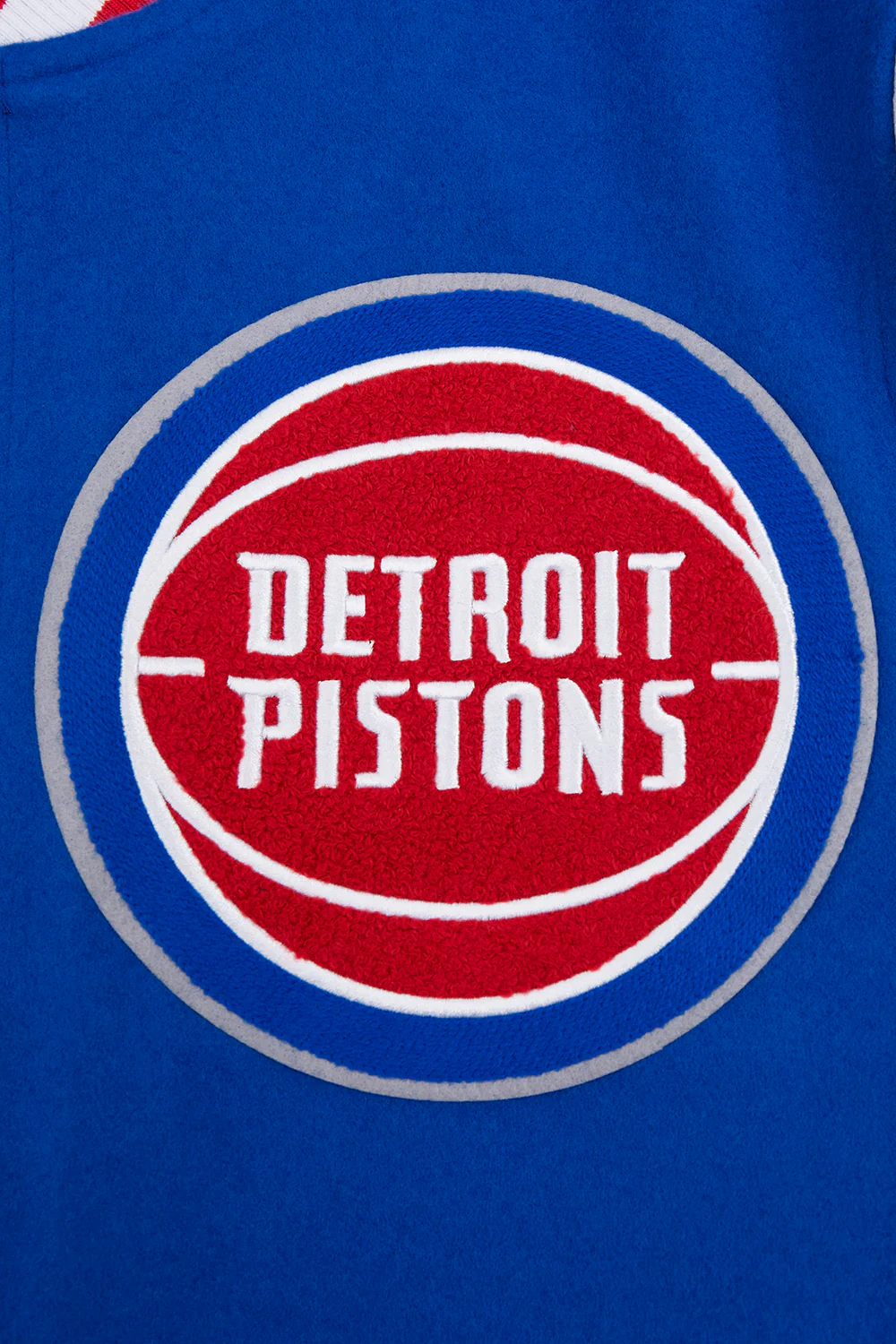 NBA DETROIT PISTONS MASHUP MEN'S RIB WOOL VARSITY JACKET (ROYAL BLUE/RED) - Image 9