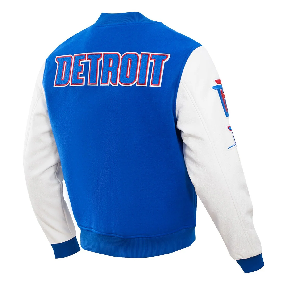 NBA DETROIT PISTONS CLASSIC WOOL MEN'S VARSITY JACKET (ROYAL/WHITE) - Image 4