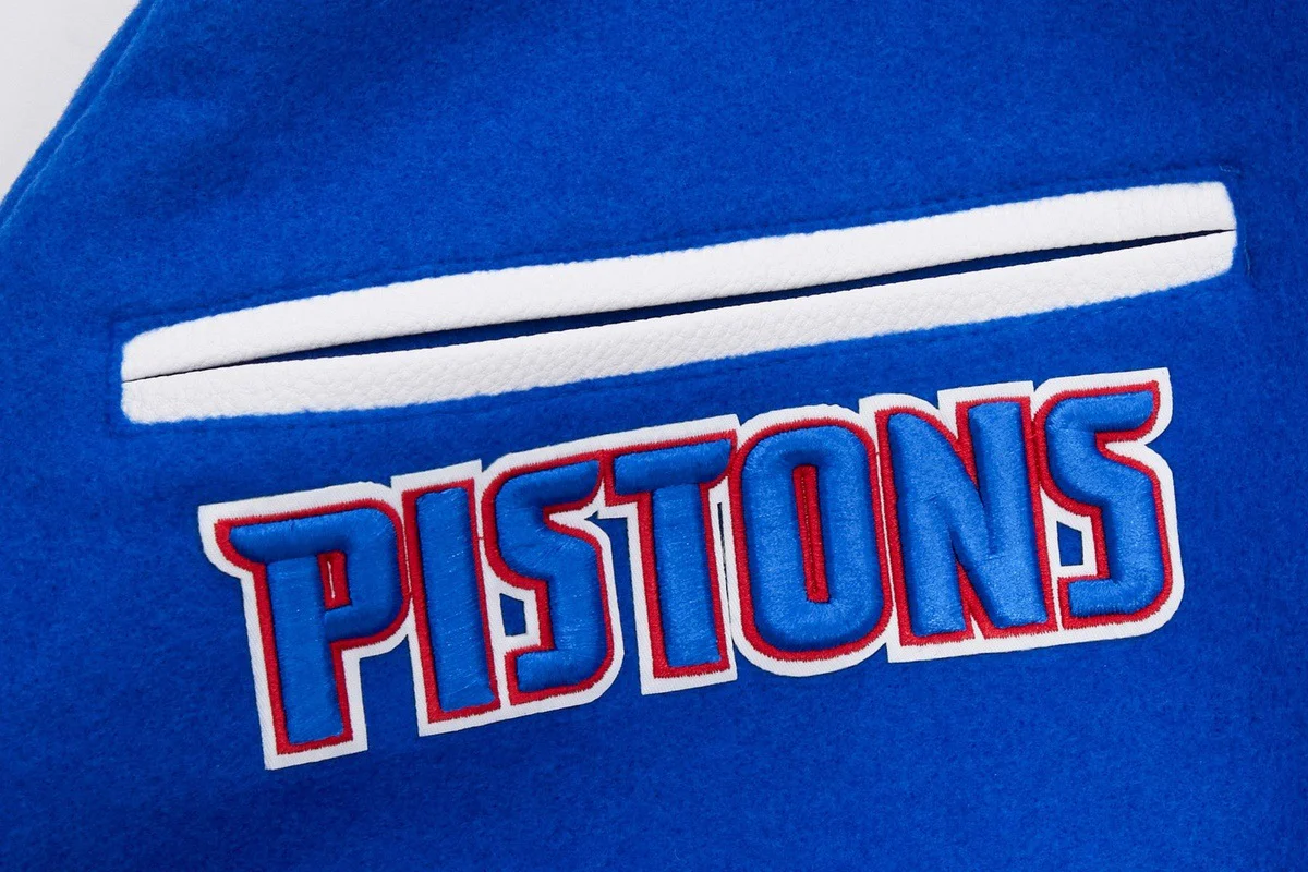 NBA DETROIT PISTONS CLASSIC WOOL MEN'S VARSITY JACKET (ROYAL/WHITE) - Image 6