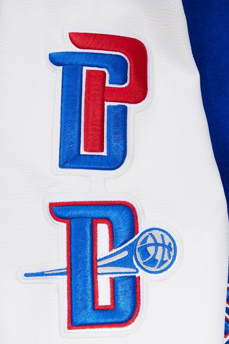 NBA DETROIT PISTONS CLASSIC WOOL MEN'S VARSITY JACKET (ROYAL/WHITE) - Image 8
