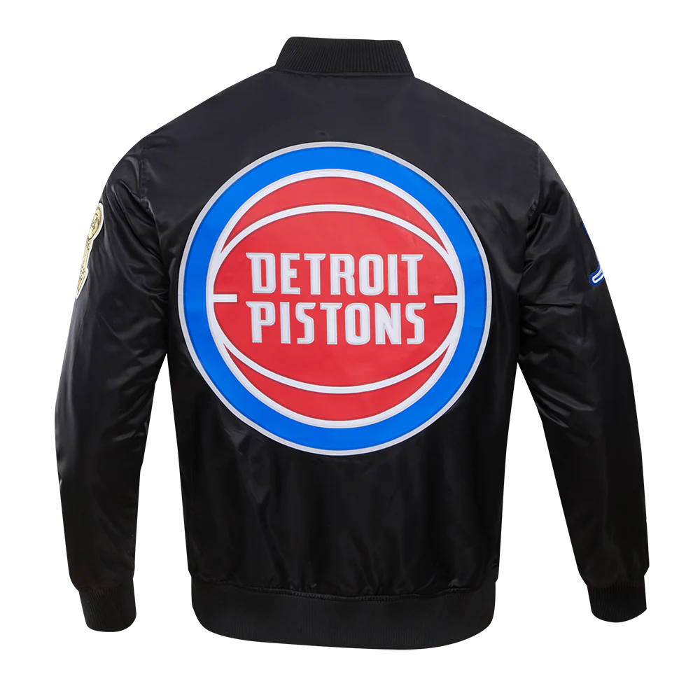 NBA DETROIT PISTONS BIG LOGO MEN'S SATIN JACKET (BLACK) - Image 5