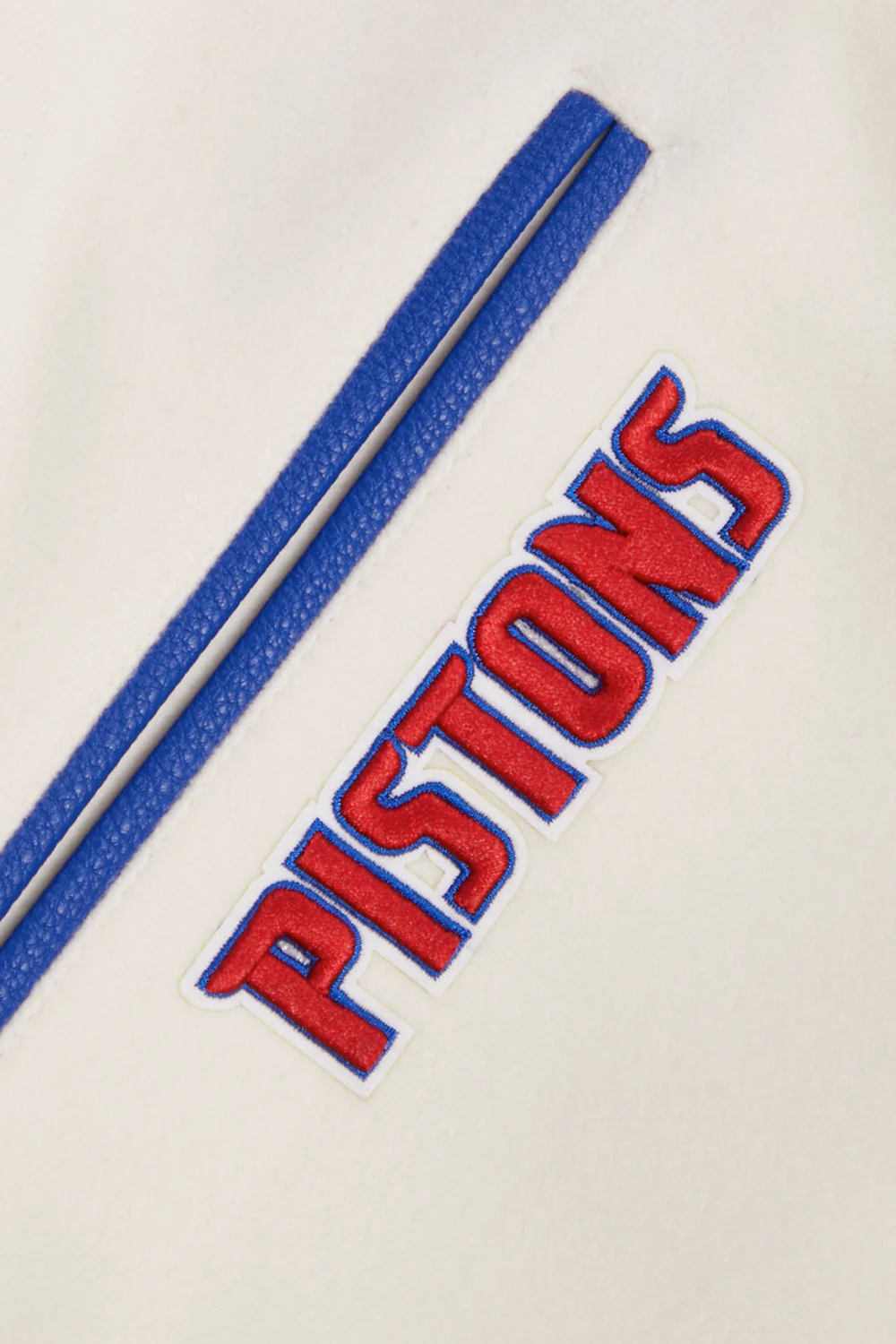 NBA DETROIT PISTONS RETRO CLASSIC MEN'S RIB WOOL VARSITY JACKET (EGGSHELL/ ROYAL BLUE) - Image 9
