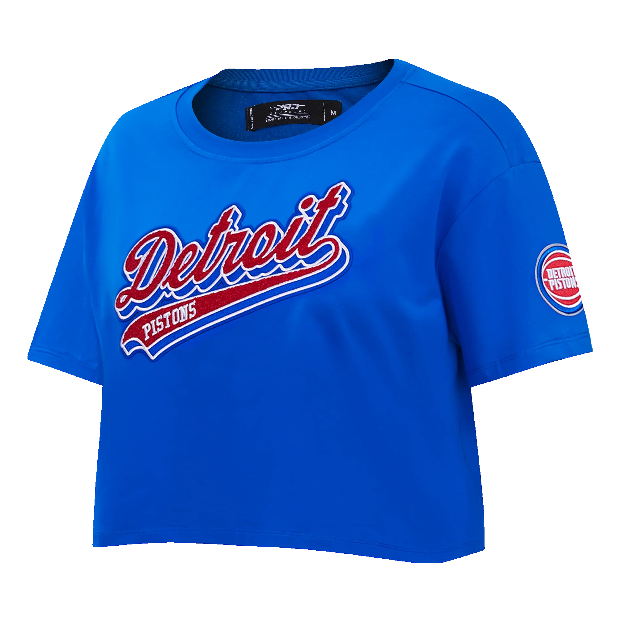 NBA DETROIT PISTONS SCRIPT TAIL WOMEN'S SINGLE JERSEY BOXY TEE (ROYAL BLUE) - Image 2