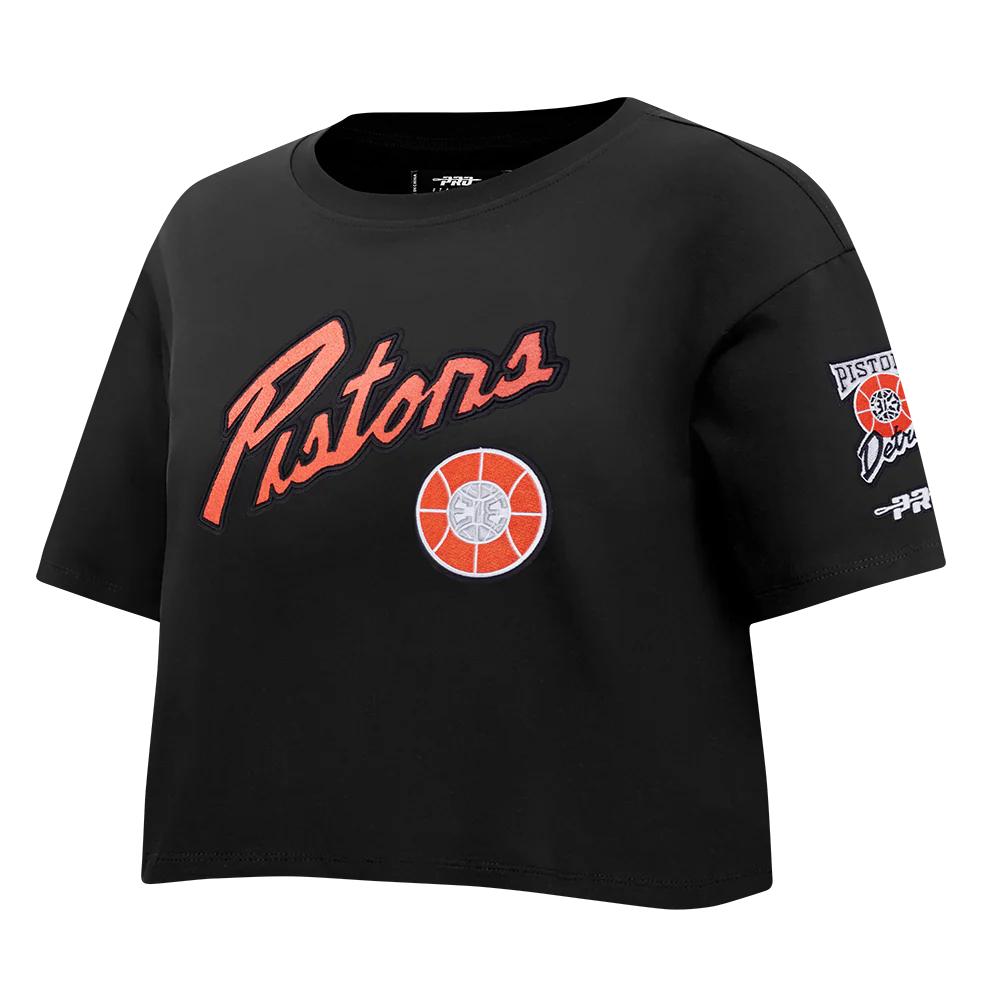 NBA DETROIT PISTONS CITY EDITION 24-25 WOMEN'S SINGLE JERSEY BOXY TEE (BLACK) - Image 3