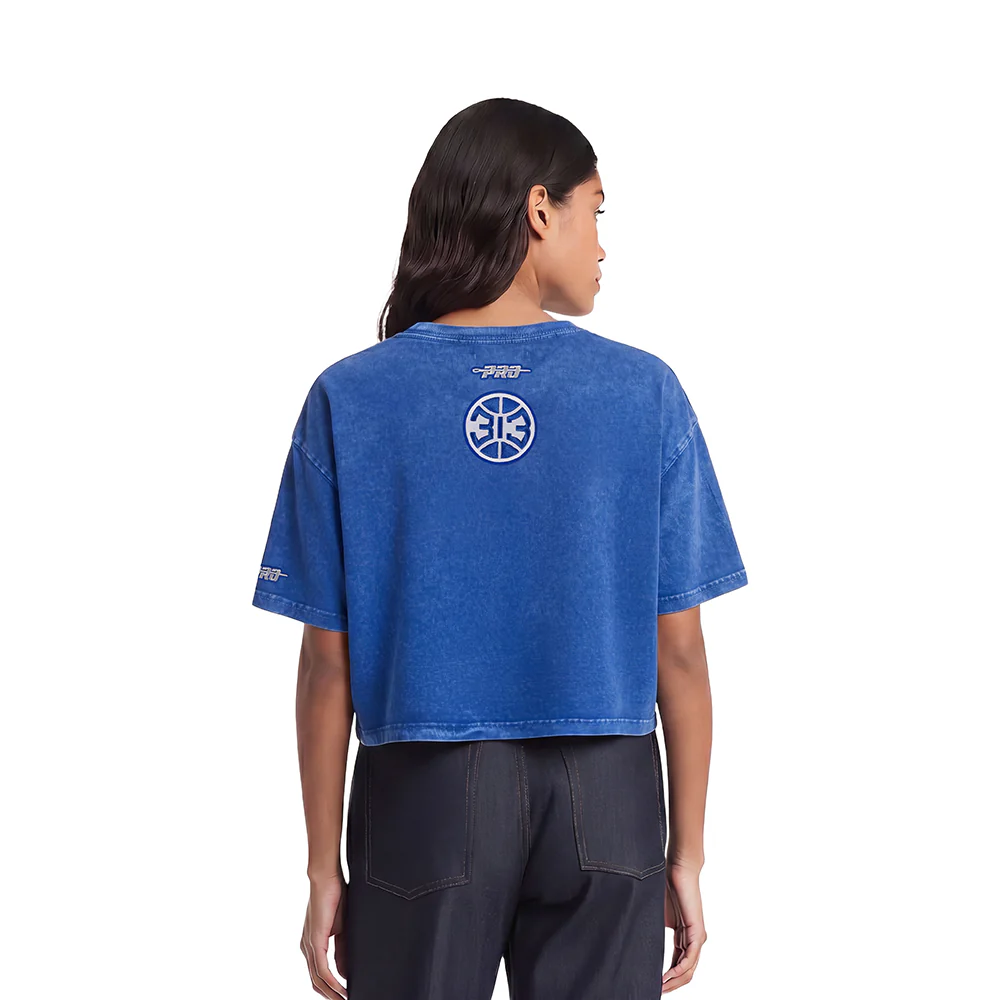 NBA DETROIT PISTONS TEAM CRYSTALLINE WOMEN'S S/S BOXY TEE (WASHED ROYAL BLUE) - Image 4