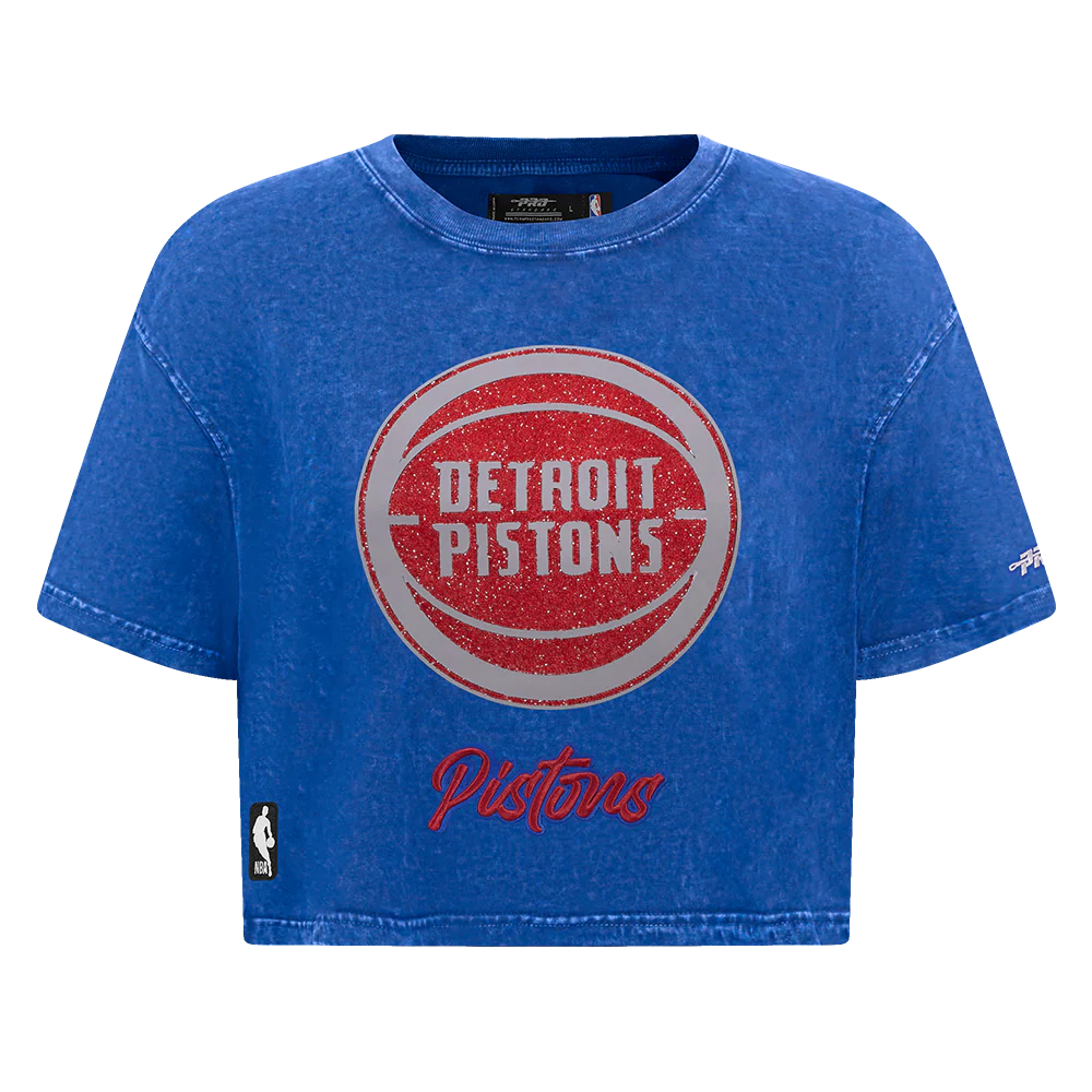 NBA DETROIT PISTONS TEAM CRYSTALLINE WOMEN'S S/S BOXY TEE (WASHED ROYAL BLUE) - Image 5