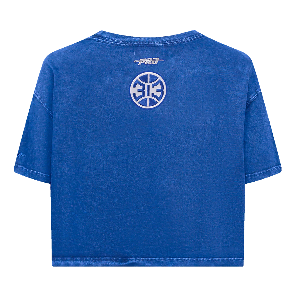 NBA DETROIT PISTONS TEAM CRYSTALLINE WOMEN'S S/S BOXY TEE (WASHED ROYAL BLUE) - Image 7