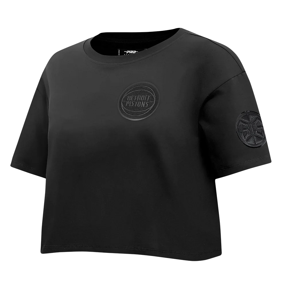 NBA DETROIT PISTONS TRIPLE BLACK WOMEN'S SINGLE JERSEY BOXY TEE (TRIPLE BLACK) - Image 2