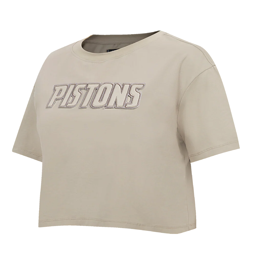 NBA DETROIT PISTONS NEUTRAL WOMEN'S BOXY TEE (TAUPE) - Image 4