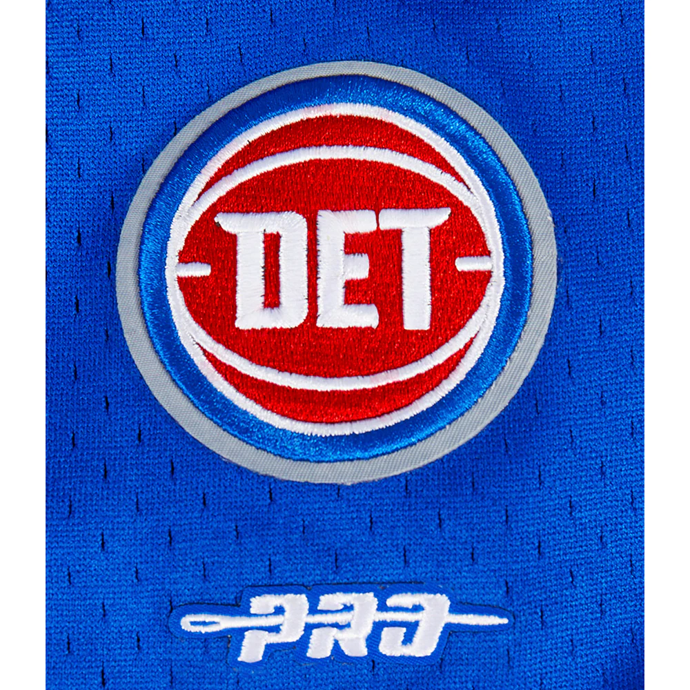 NBA DETROIT PISTONS CLASSIC BIG BOY'S MESH BUTTON DOWN SHIRT (ROYAL BLUE/RED) - Image 6