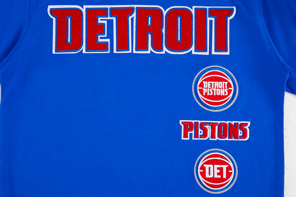 NBA DETROIT PISTONS RETRO CLASSIC BIG BOYS SHORT SLEEVE TAPING TEE (ROYAL BLUE/RED) - Image 3