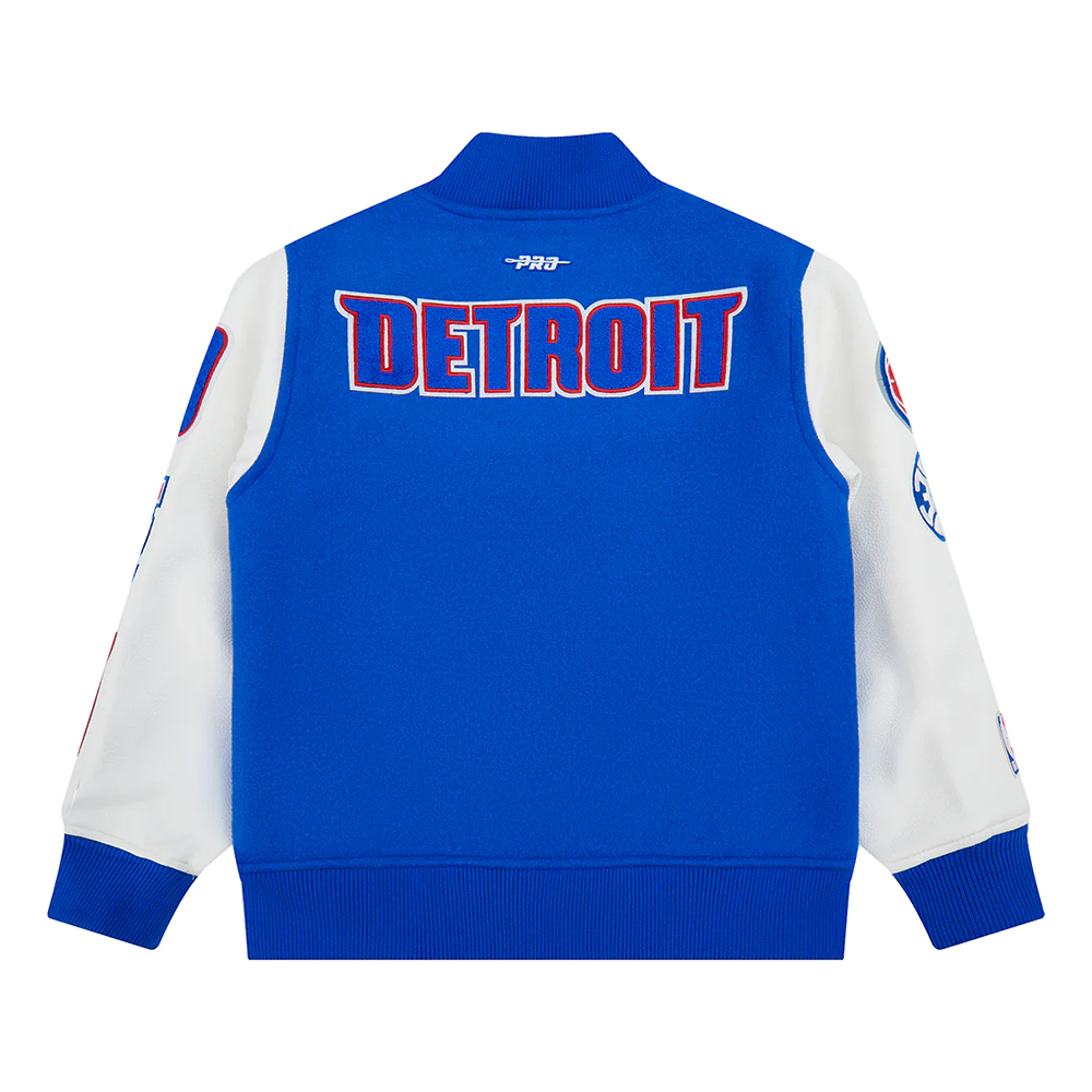 NBA DETROIT PISTONS CLASSIC BIG BOYS WOOL VARSITY JACKET (ROYAL BLUE/WHITE) - Image 4