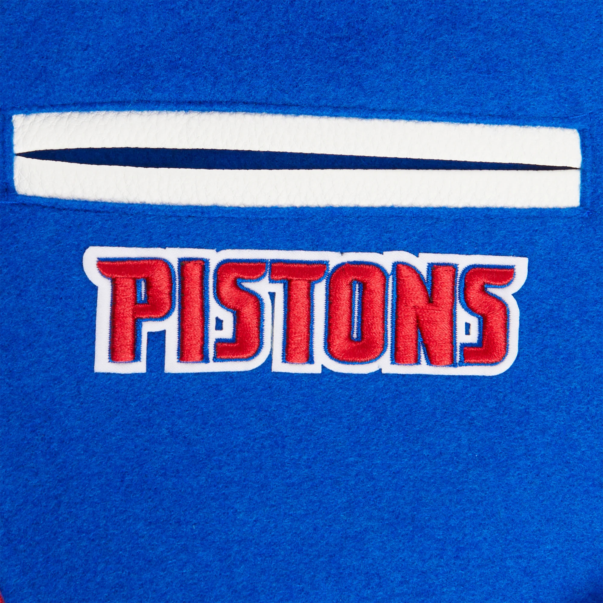 NBA DETROIT PISTONS RETRO CLASSIC BIG BOYS RIB WOOL VARSITY JACKET (ROYAL BLUE/RED) - Image 8
