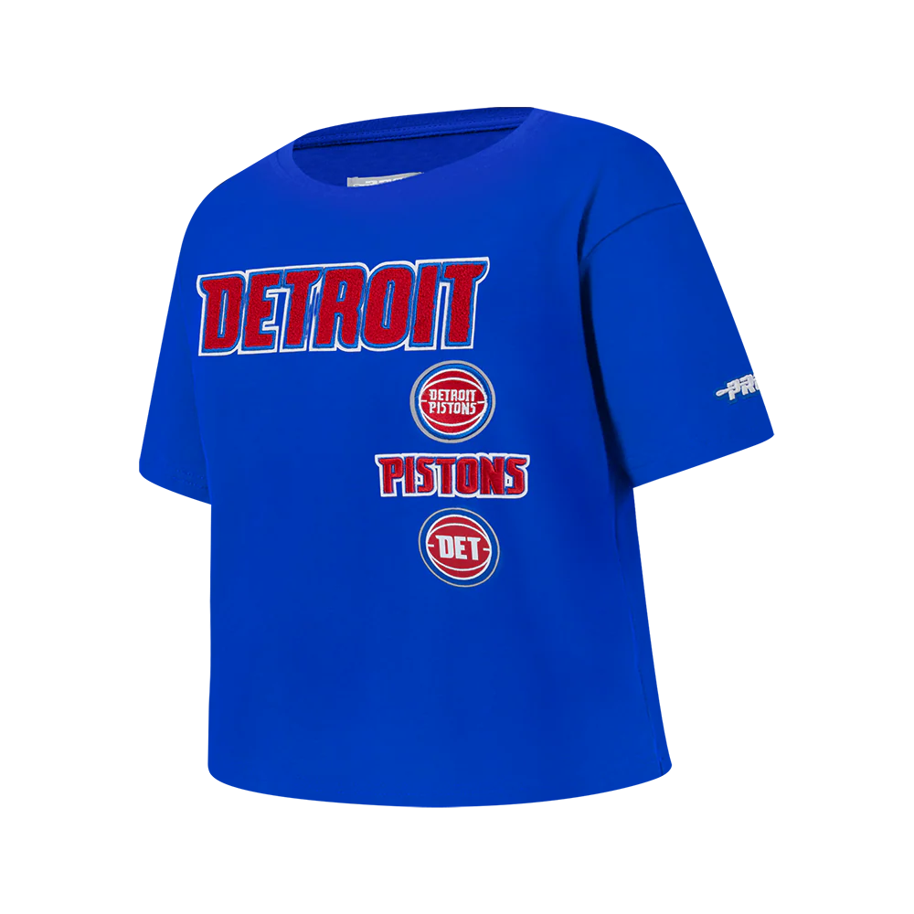 NBA DETROIT PISTONS RETRO CLASSIC BIG GIRLS SHORT SLEEVE BOXY TEE (ROYAL BLUE) - Image 2