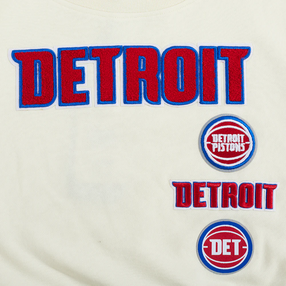 NBA DETROIT PISTONS RETRO CLASSIC BIG GIRL'S RIB FLC CREWNECK (EGGSHELL/ROYAL BLUE) - Image 7