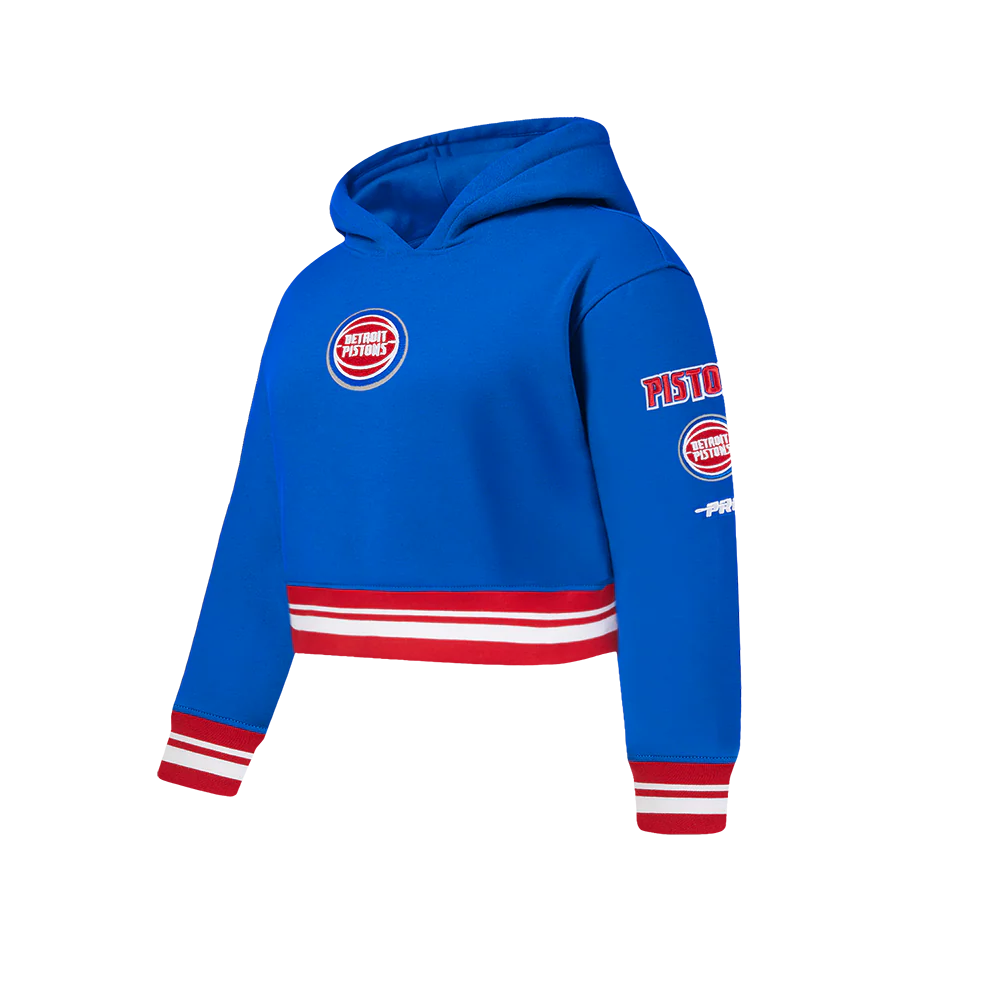 NBA DETROIT PISTONS RETRO CLASSIC BIG GIRL'S RIB FLC PO HOODIE (ROYAL BLUE/RED) - Image 2