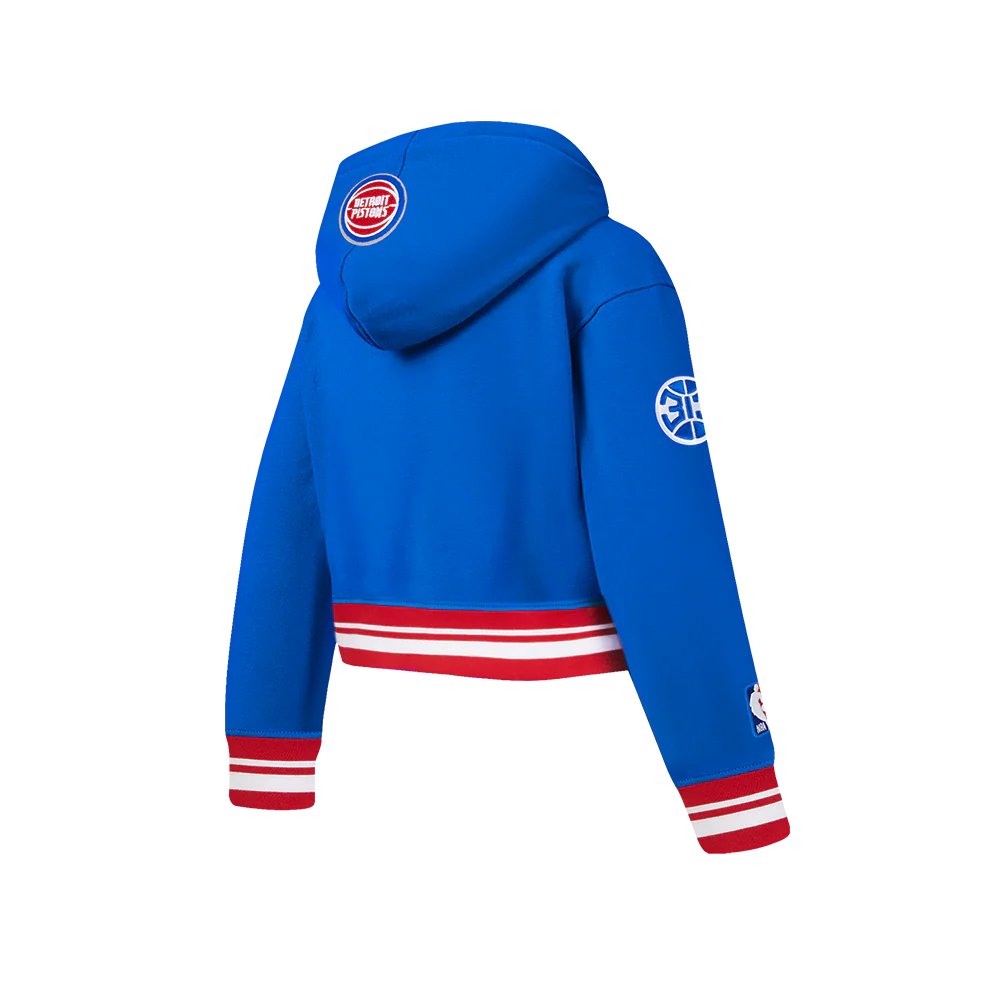 NBA DETROIT PISTONS RETRO CLASSIC BIG GIRL'S RIB FLC PO HOODIE (ROYAL BLUE/RED) - Image 4