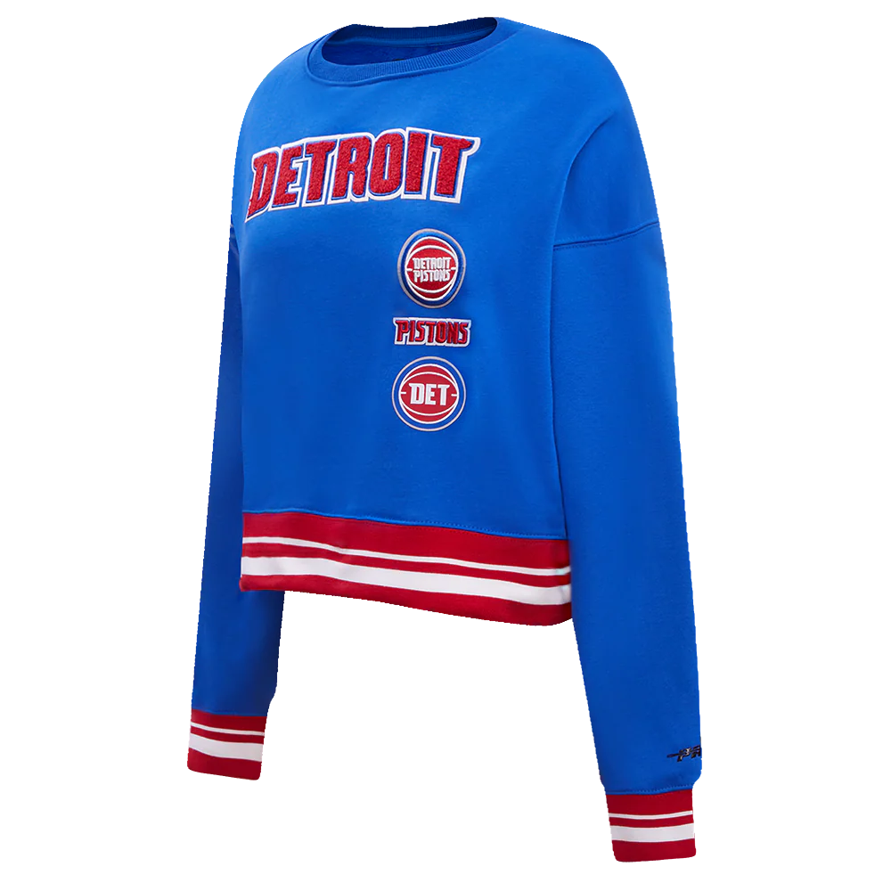 NBA DETROIT PISTONS RETRO CLASSIC WOMEN'S RIB CREWNECK (ROYAL BLUE/RED) - Image 4