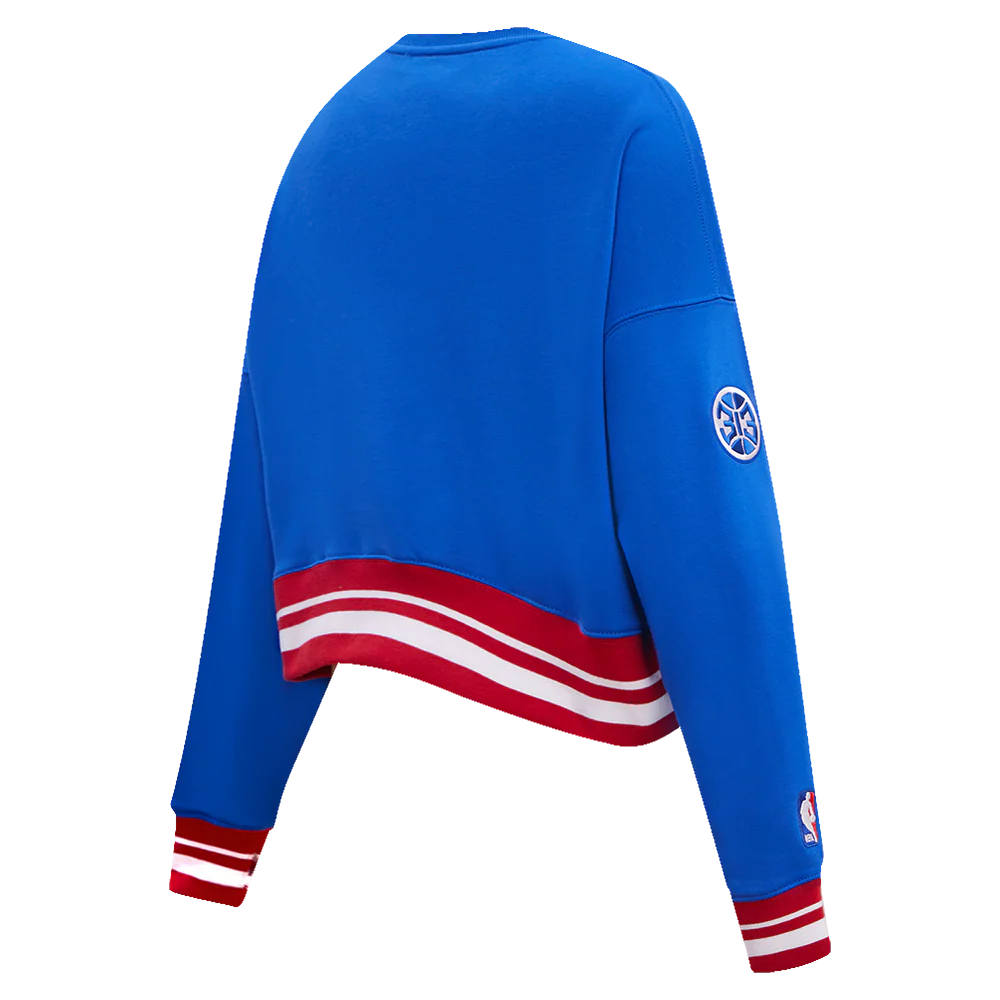 NBA DETROIT PISTONS RETRO CLASSIC WOMEN'S RIB CREWNECK (ROYAL BLUE/RED) - Image 6
