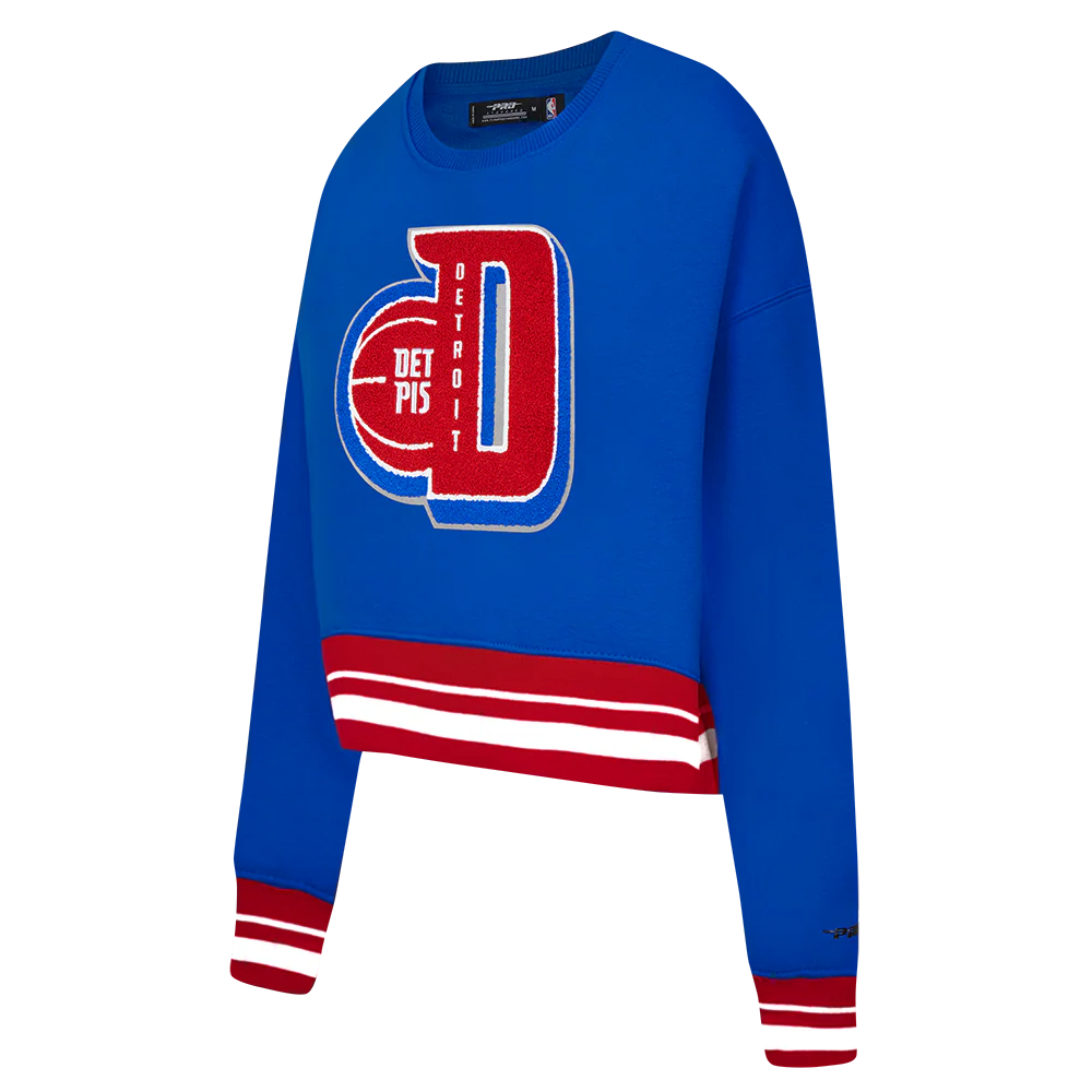 NBA DETROIT PISTONS MASHUP WOMEN'S RIB CREWNECK (ROYAL BLUE/RED) - Image 4