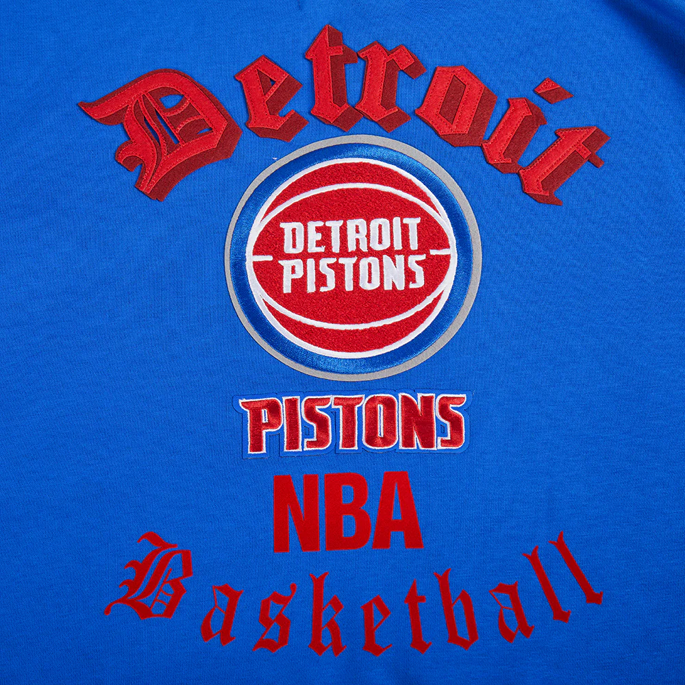 NBA DETROIT PISTONS OLD ENGLISH WOMEN'S FLC CREWNECK (ROYAL BLUE) - Image 10