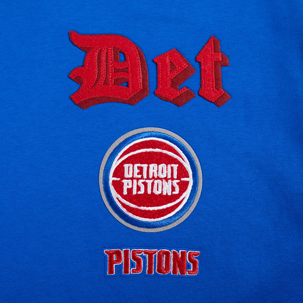 NBA DETROIT PISTONS OLD ENGLISH WOMEN'S FLC CREWNECK (ROYAL BLUE) - Image 9