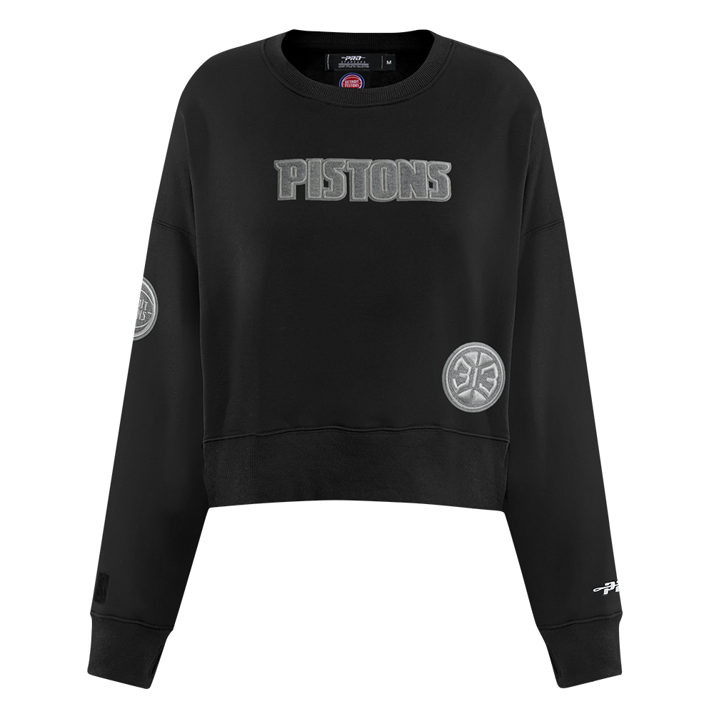 NBA DETROIT PISTONS REVERSE FRENCH TERRY WOMEN'S FLEECE CREWNECK (BLACK)