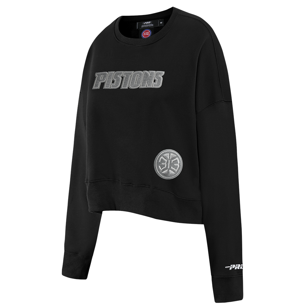 NBA DETROIT PISTONS REVERSE FRENCH TERRY WOMEN'S FLEECE CREWNECK (BLACK) - Image 2