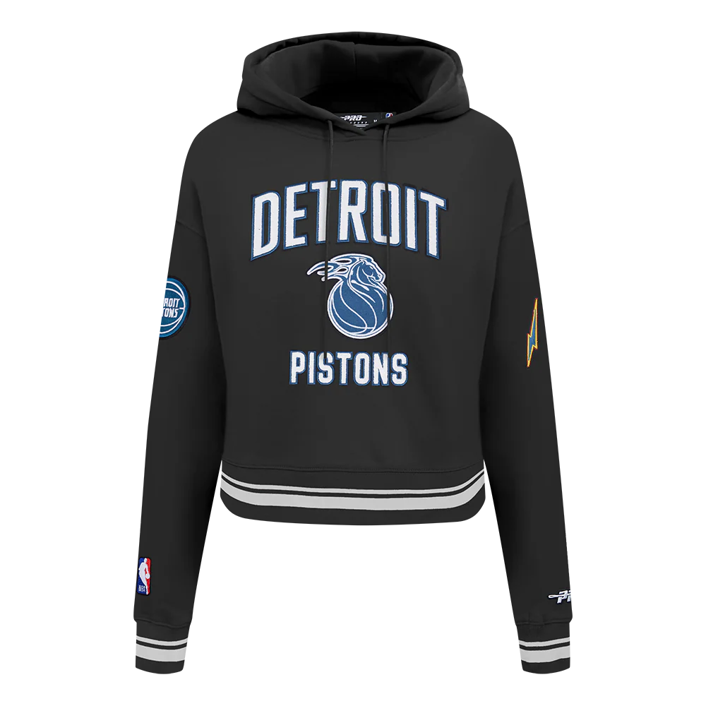 NBA DETROIT PISTONS CITY EDITION 25-26 WOMEN'S RIB FLC CROPPED PO HOODIE (BLACK) - Image 3