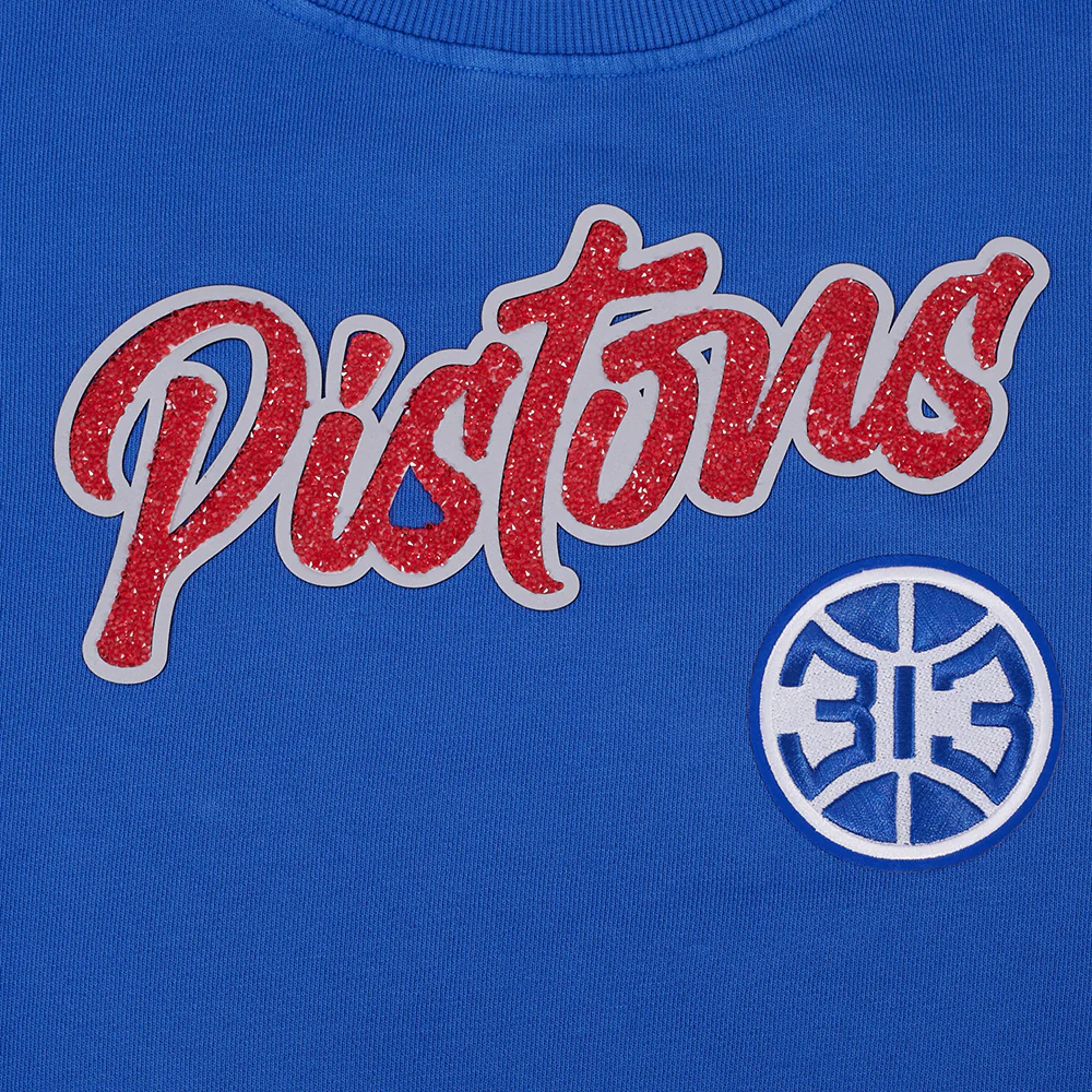 NBA DETROIT PISTONS TEAM CRYSTALLINE WOMEN'S CREWNECK SWEATSHIRT (WASHED ROYAL BLUE) - Image 6