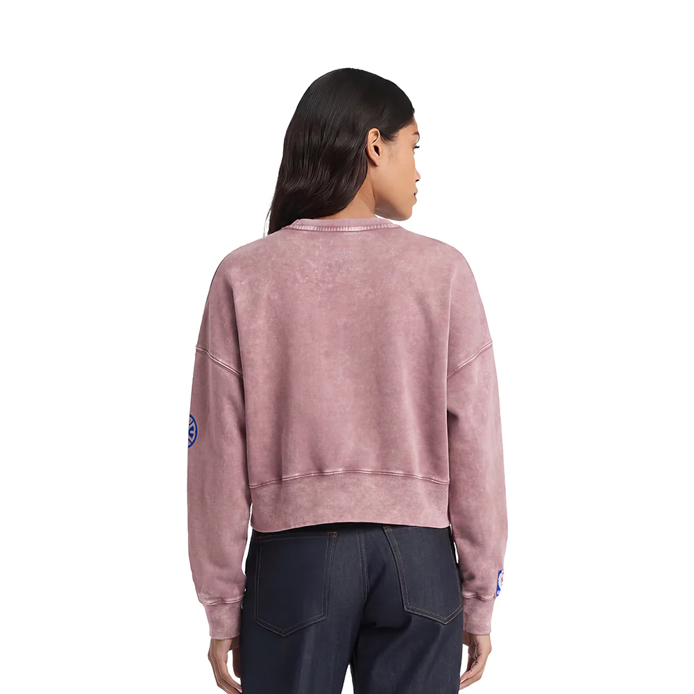 NBA DETROIT PISTONS WASHED JEWELS WOMEN'S CREWNECK SWEATSHIRT (WASHED MAUVE) - Image 3
