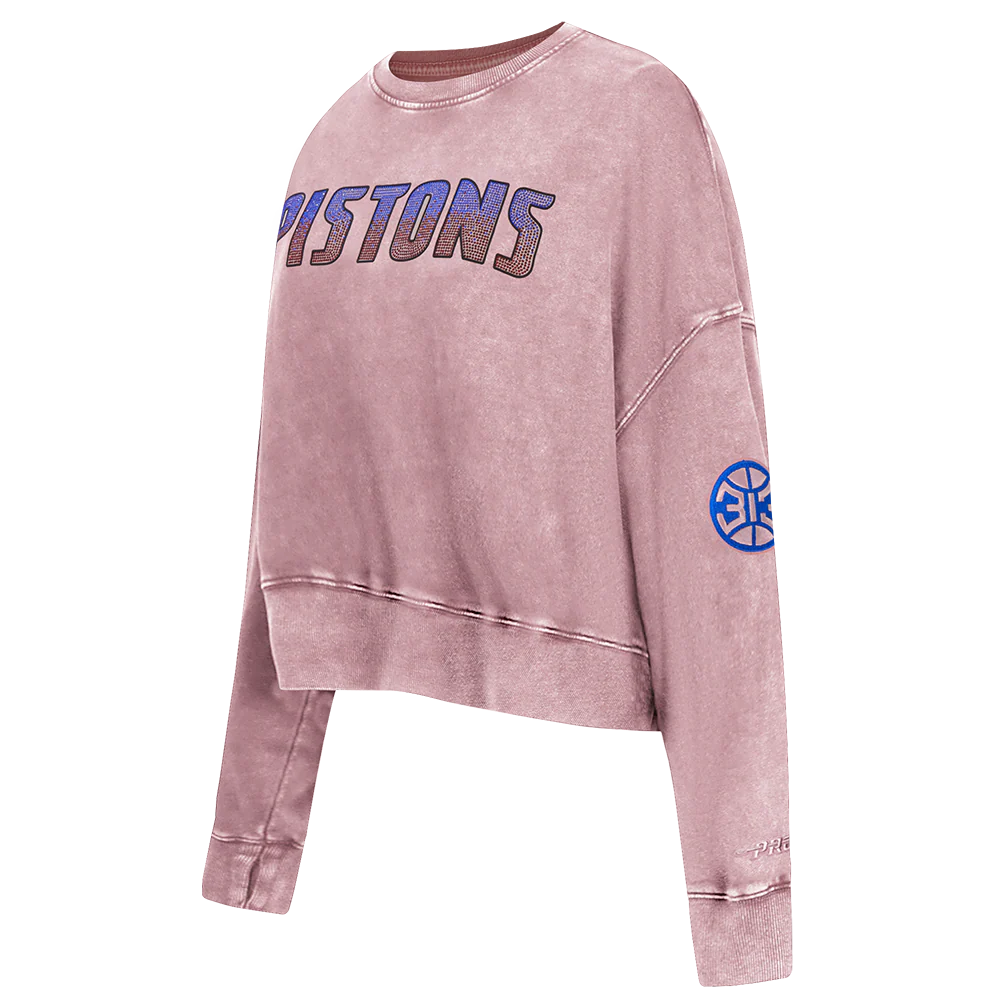 NBA DETROIT PISTONS WASHED JEWELS WOMEN'S CREWNECK SWEATSHIRT (WASHED MAUVE) - Image 4