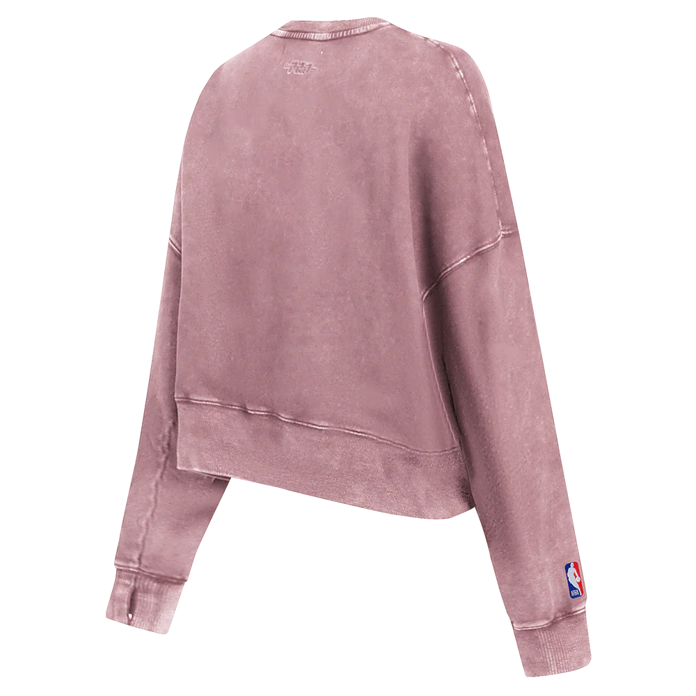 NBA DETROIT PISTONS WASHED JEWELS WOMEN'S CREWNECK SWEATSHIRT (WASHED MAUVE) - Image 5