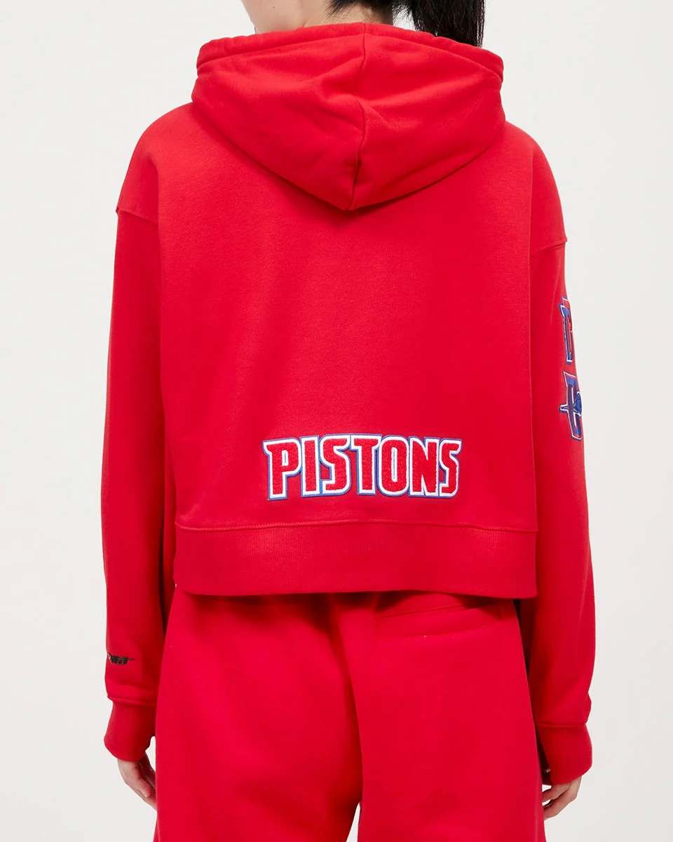 NBA DETROIT PISTONS CLASSIC WOMEN'S CROPPED PO HOODIE (RED) - Image 2