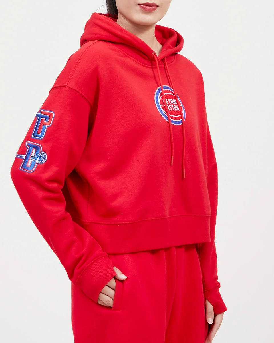 NBA DETROIT PISTONS CLASSIC WOMEN'S CROPPED PO HOODIE (RED) - Image 3