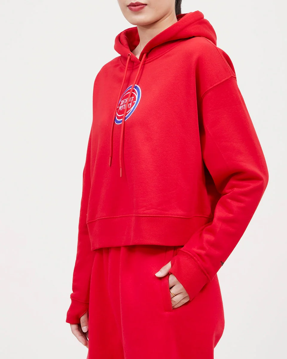 NBA DETROIT PISTONS CLASSIC WOMEN'S CROPPED PO HOODIE (RED) - Image 4