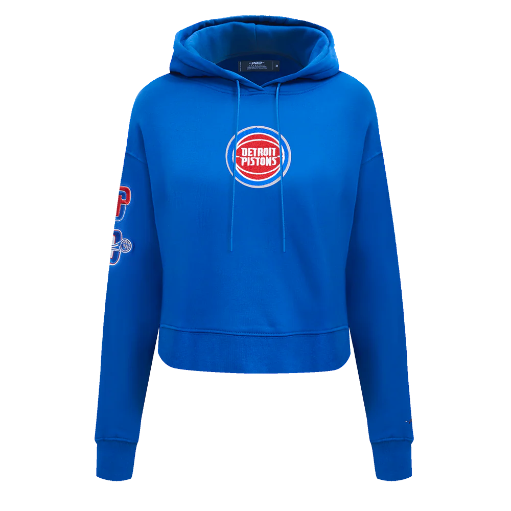 NBA DETROIT PISTONS CLASSIC WOMEN'S CROPPED PO HOODIE (ROYAL BLUE) - Image 3