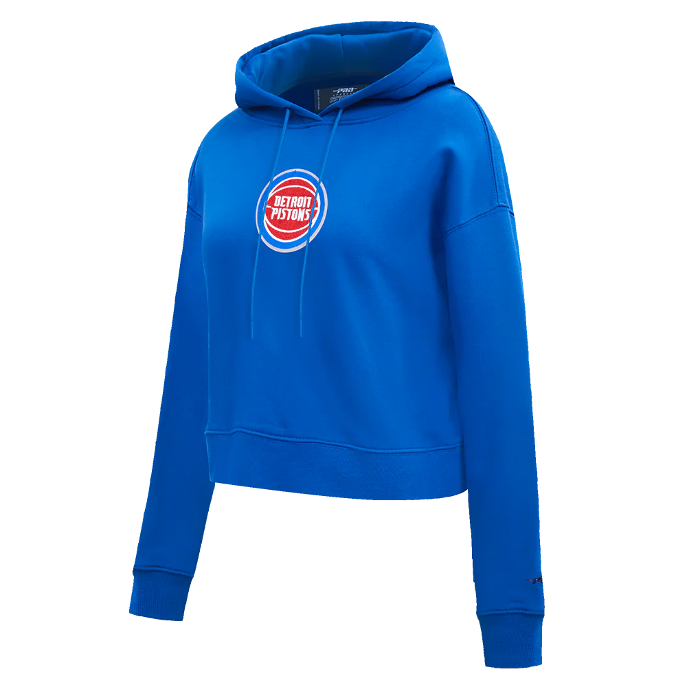 NBA DETROIT PISTONS CLASSIC WOMEN'S CROPPED PO HOODIE (ROYAL BLUE) - Image 4