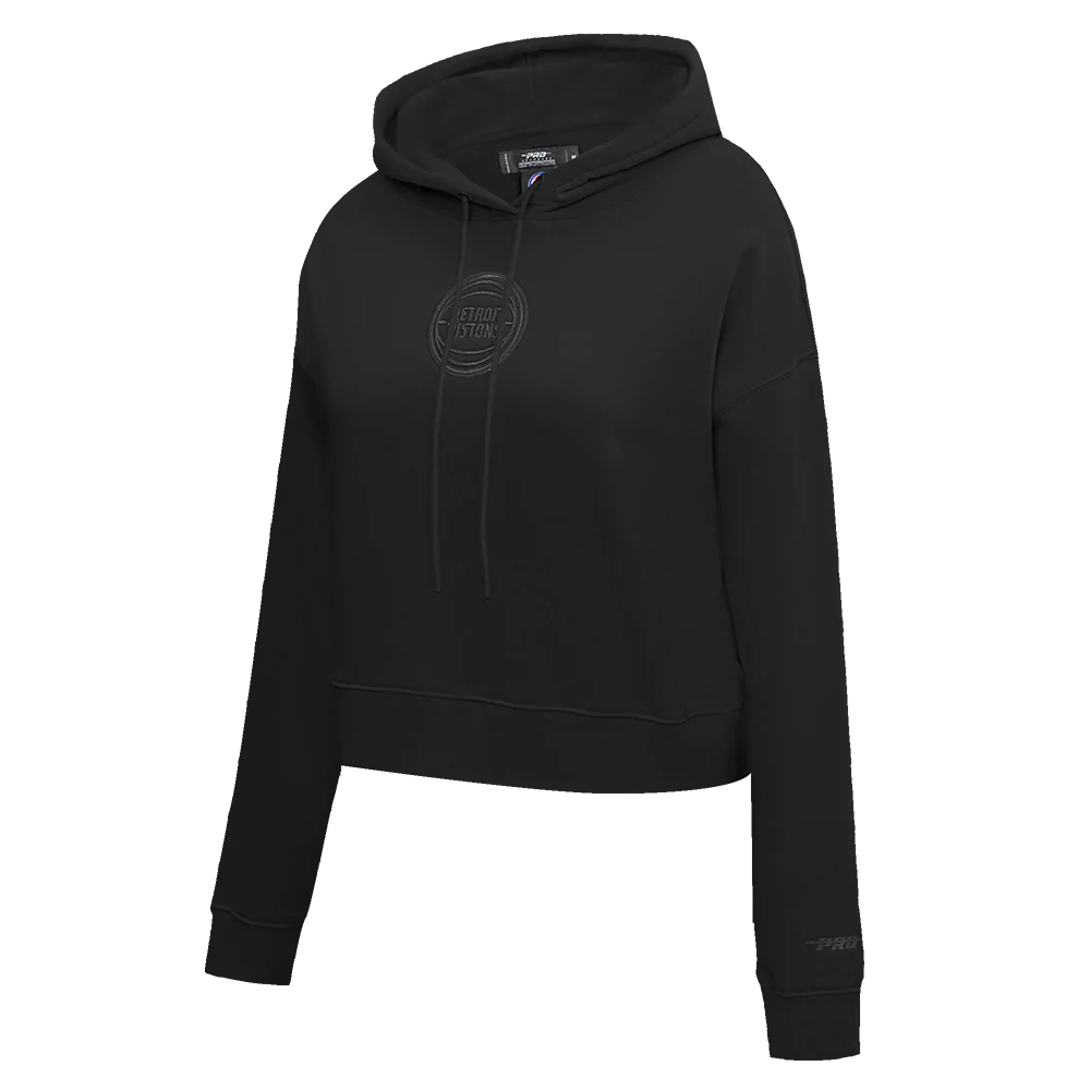 NBA DETROIT PISTONS NEUTRAL WOMEN'S CROPPED PULLOVER HOODIE (BLACK) - Image 2
