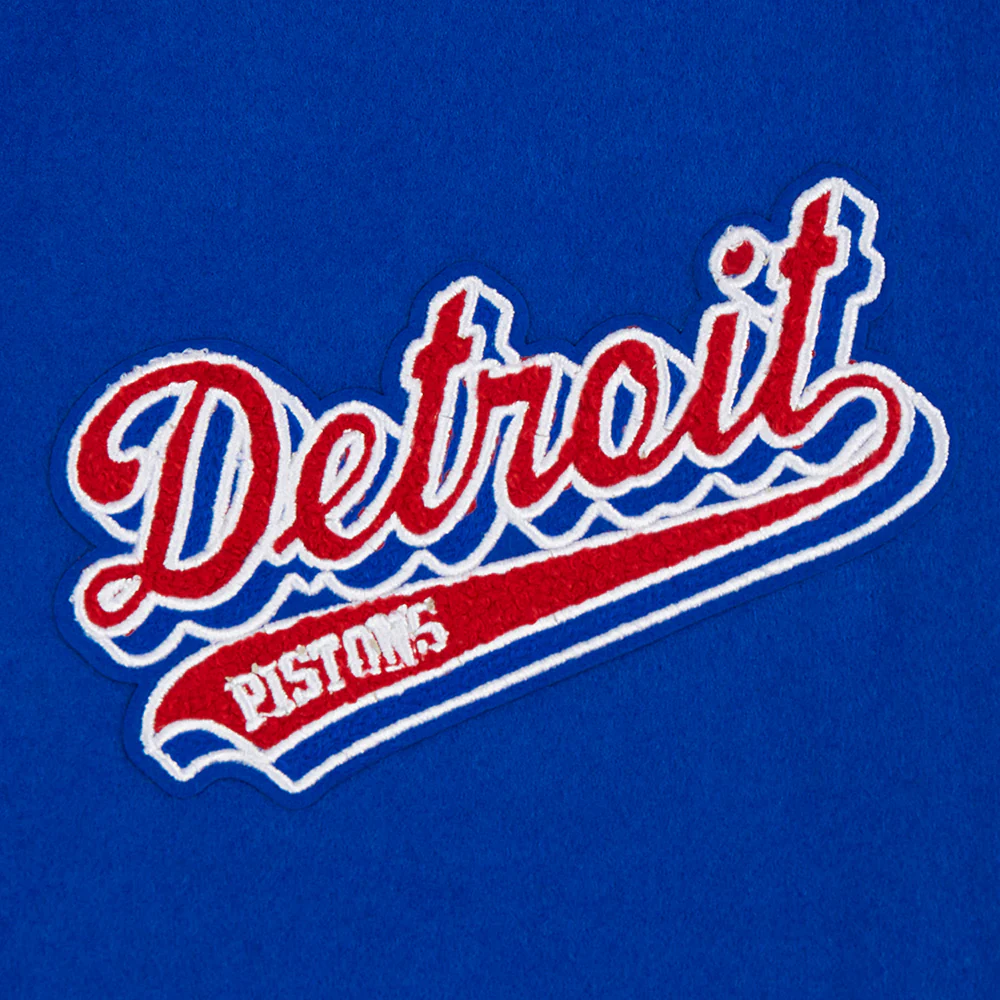 NBA DETROIT PISTONS SCRIPT TAIL WOMEN'S WOOL VARSITY JACKET (ROYAL BLUE/RED) - Image 5