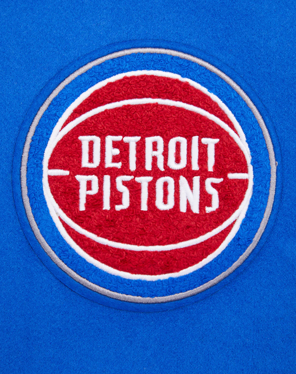 NBA DETROIT PISTONS RETRO CLASSIC WOMEN'S RIB WOOL VARSITY JACKET (ROYAL BLUE/RED) - Image 6
