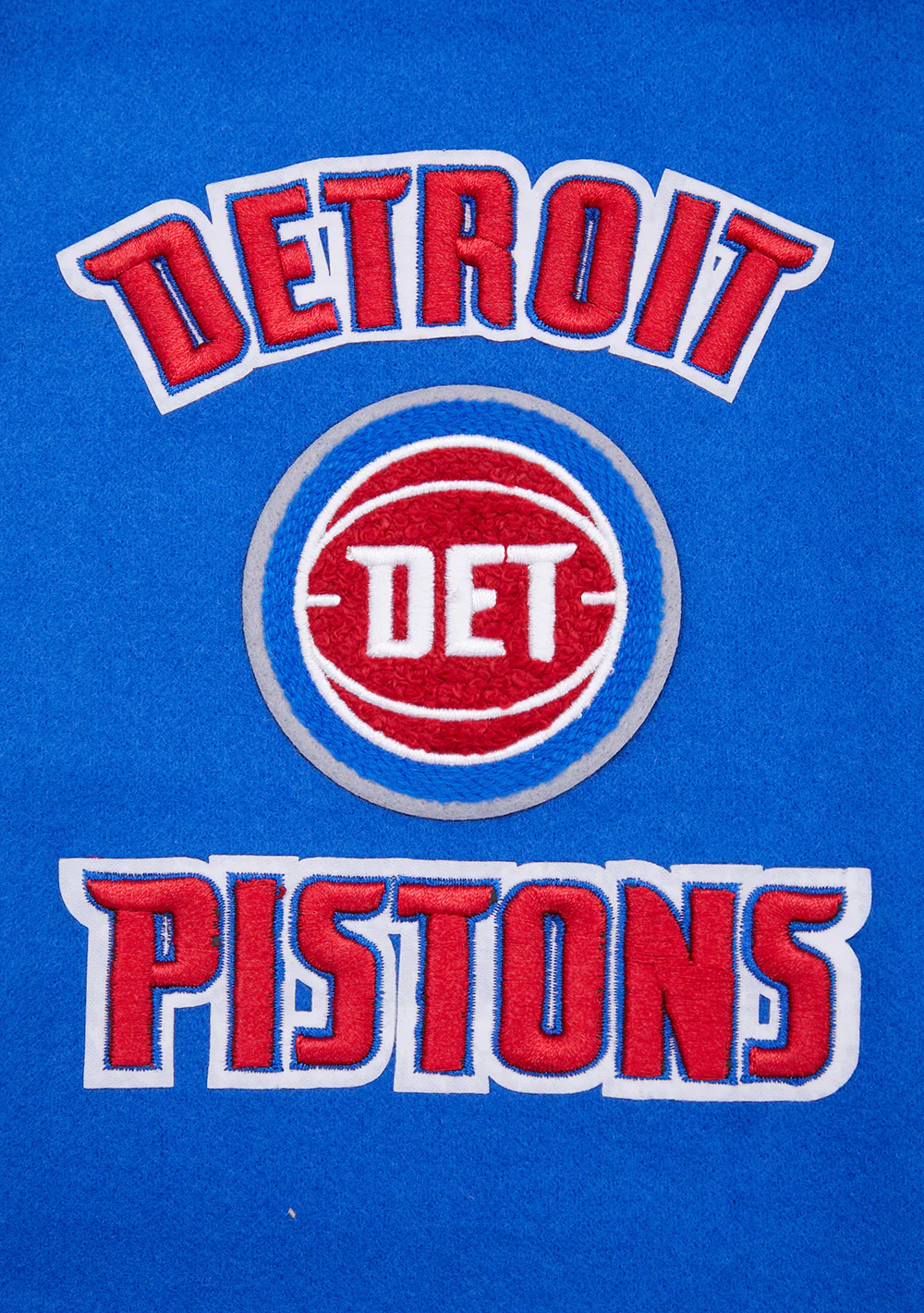 NBA DETROIT PISTONS RETRO CLASSIC WOMEN'S RIB WOOL VARSITY JACKET (ROYAL BLUE/RED) - Image 7