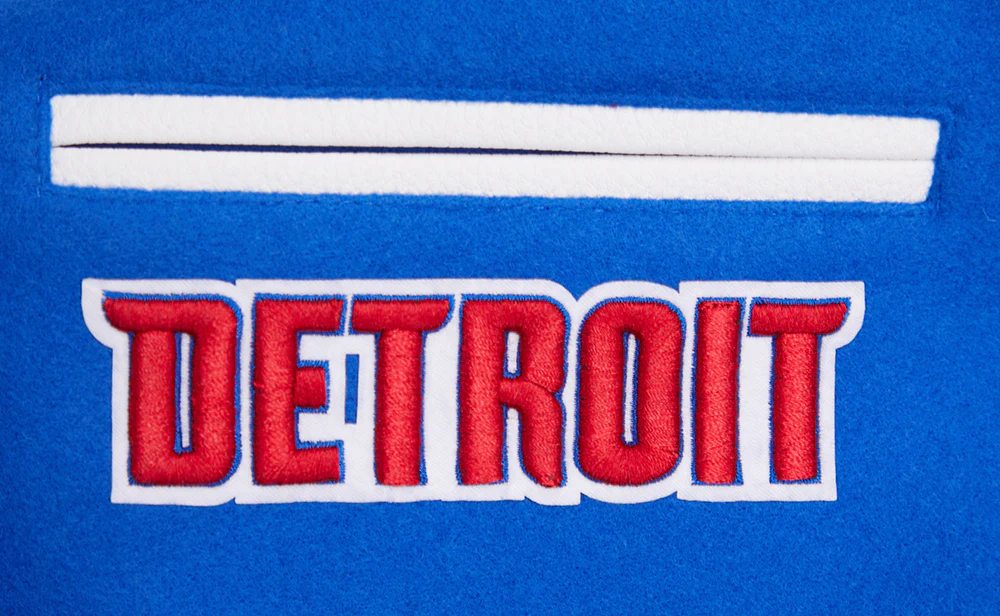 NBA DETROIT PISTONS RETRO CLASSIC WOMEN'S RIB WOOL VARSITY JACKET (ROYAL BLUE/RED) - Image 8