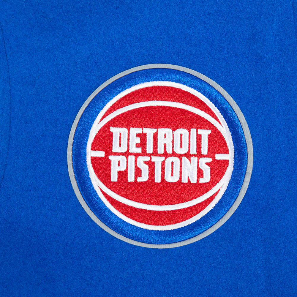 NBA DETROIT PISTONS MASHUP WOMEN'S RIB WOOL VARSITY JACKET (ROYAL BLUE/RED) - Image 6