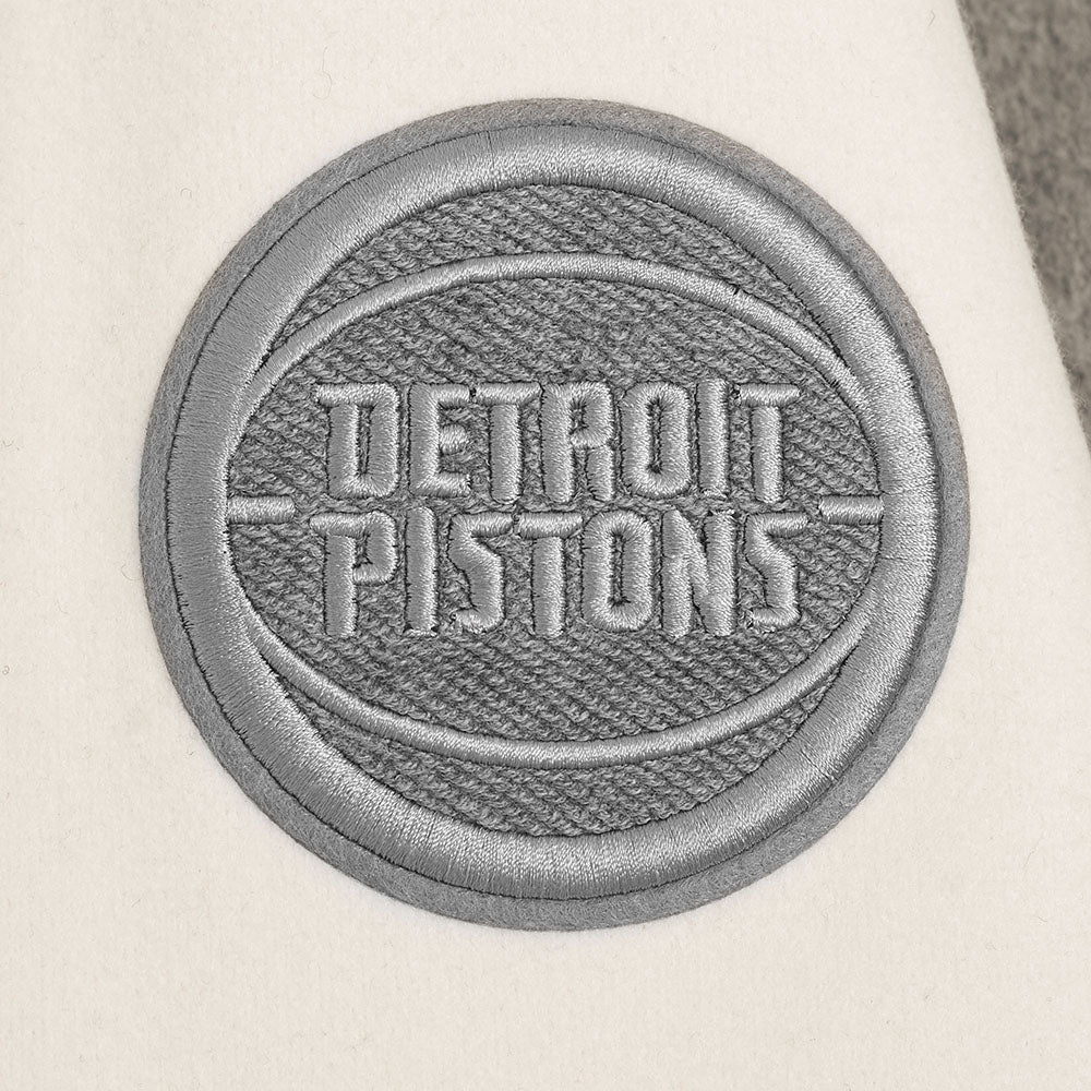 NBA DETROIT PISTONS REVERSE FRENCH TERRY WOMEN'S WOOL VARSITY JACKET (BLACK/GRAY/EGGSHELL) - Image 4