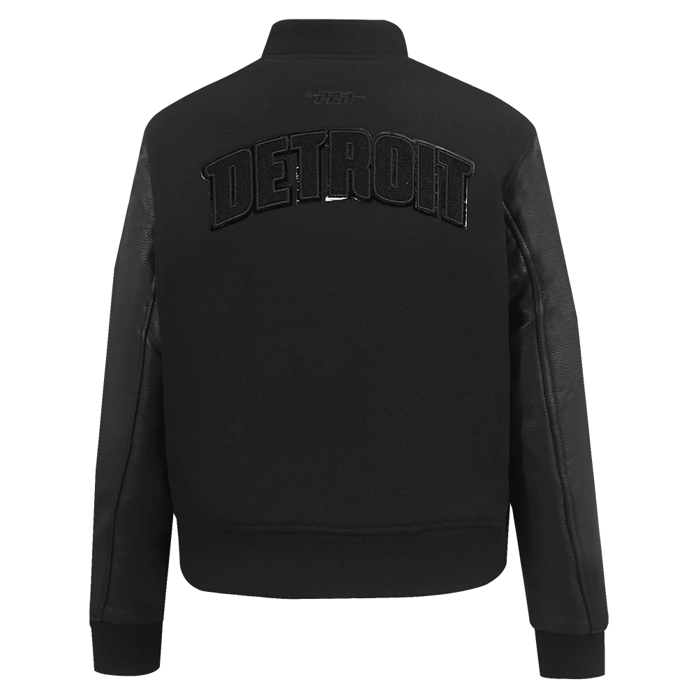 NBA DETROIT PISTONS TRIPLE BLACK WOMEN'S WOOL VARSITY JACKET (TRIPLE BLACK) - Image 3