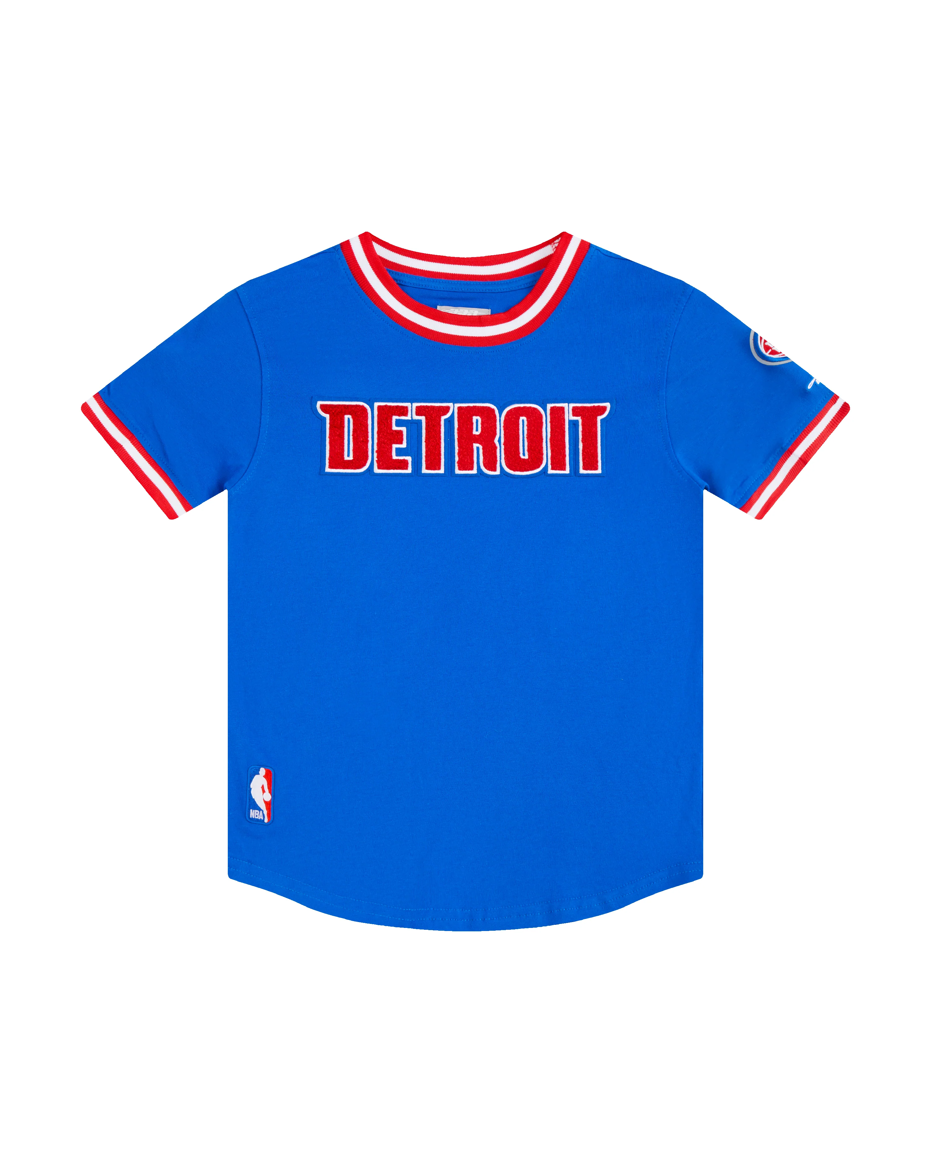NBA DETROIT PISTONS CLASSIC LITTLE BOYS SHORT SLEEVE STRIPED RIB TEE (ROYAL BLUE/RED) - Image 3
