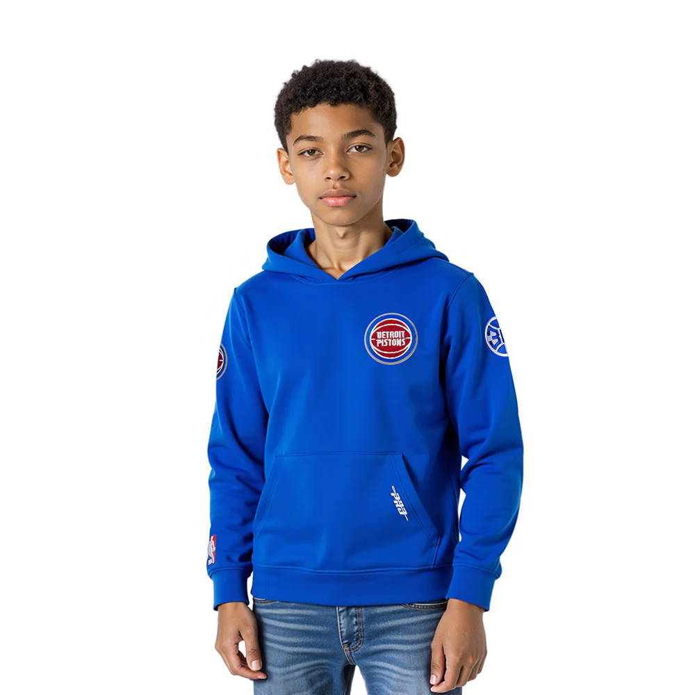 NBA DETROIT PISTONS CLASSIC LITTLE BOYS FLEECE PULLOVER HOODIE (ROYAL BLUE)