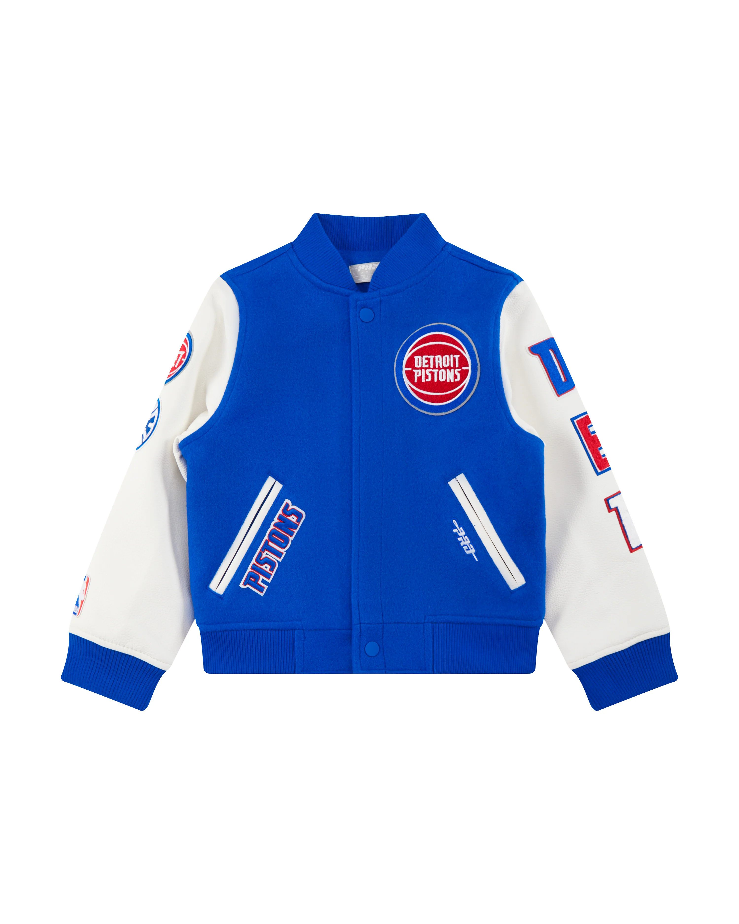 NBA DETROIT PISTONS CLASSIC LITTLE BOYS WOOL VARSITY JACKET (ROYAL BLUE/WHITE)