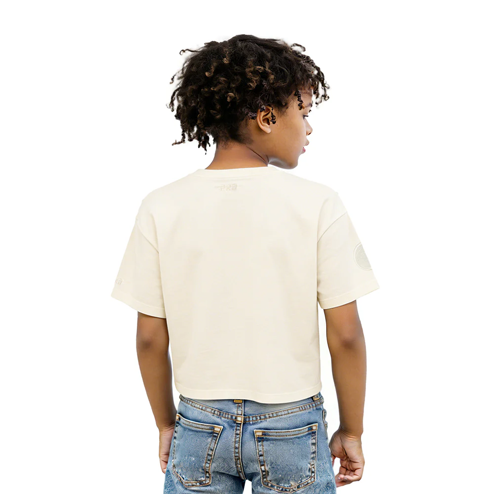NBA DETROIT PISTONS NEUTRAL LITTLE GIRLS SHORT SLEEVE BOXY TEE (EGGSHELL) - Image 2